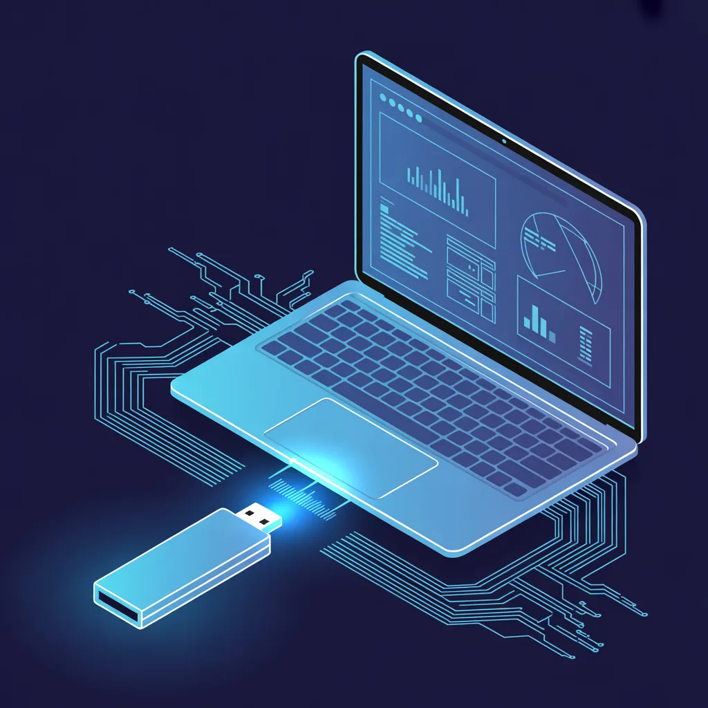 Portable scanning unit with laptop, USB drive, and circuit traces
